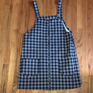 H&M Blue and White Plaid Overall Dress